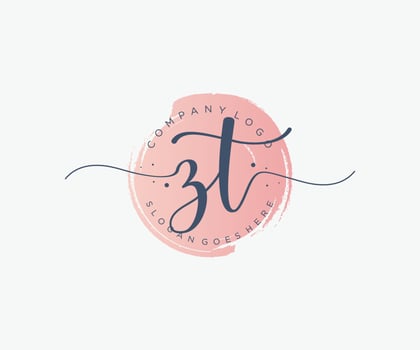 Initial ZT feminine logo. Usable for Nature, Salon, Spa, Cosmetic and Beauty Logos. Flat Vector Logo Design Template Element.