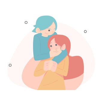 Happy Valentine, two happy couple, calendar 14 February, two people hugging each other. Flat Vector Illustration