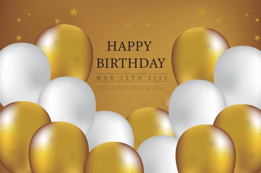 Happy birthday to you with luxury balloons and confetti black and white vector