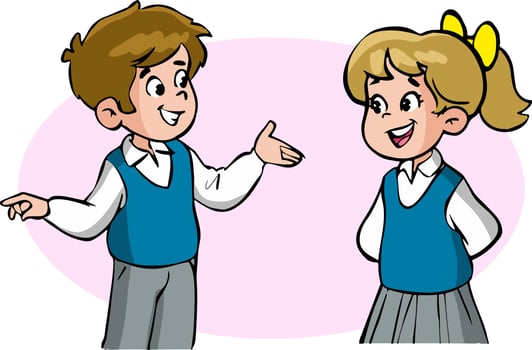 standing speaking students cartoon vector
