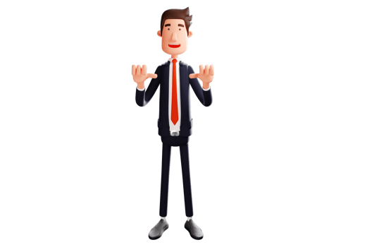 3D illustration. Arrogant office worker 3D Cartoon Character. Worker cartoon standing and giving two thumbs down sign. 3D Cartoon Character png