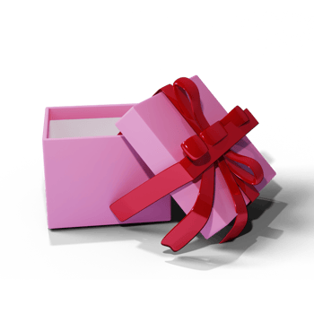 3d pink open gift box with bow or ribbon png