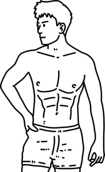 black and white of cute man cartoon for coloring vector
