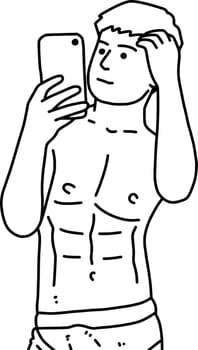 black and white of cute man cartoon for coloring vector
