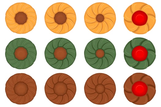 Big set homemade cookie different taste in pastry biscuit vector