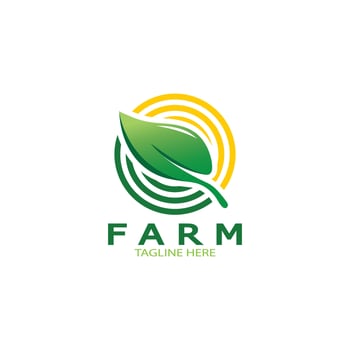 Farm  agriculture organic  logo design illustration of agriculture business, crop field, pasture, milk, Design Concept, Creative Symbol, Icon,Template vector