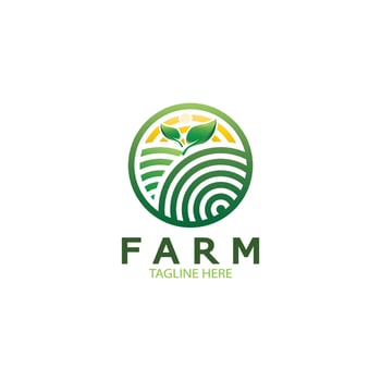 Farm  agriculture organic  logo design illustration of agriculture business, crop field, pasture, milk, Design Concept, Creative Symbol, Icon,Template vector