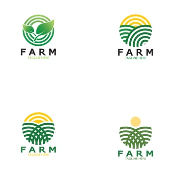 Farm  agriculture organic  logo design illustration of agriculture business, crop field, pasture, milk, Design Concept, Creative Symbol, Icon,Template vector