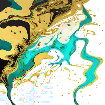 Turquoise Black Gold Alcohol Ink Texture vector