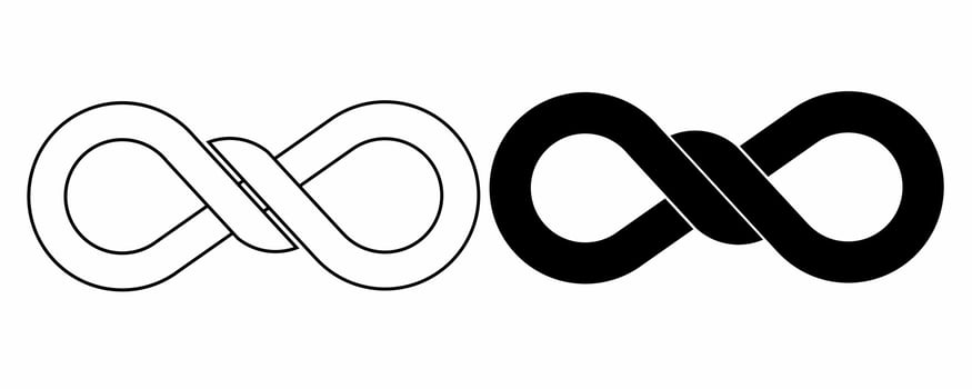 outline silhouette infinity Knot icon set isolated on white background vector
