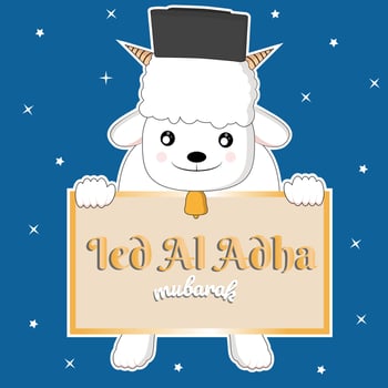 Happy ied al adha cartoon vector illustration. Perfect for greeting card and other design needs