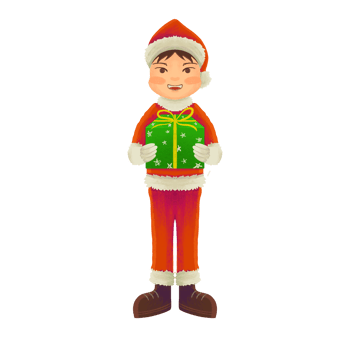 boy character wearing santa claus clothes png
