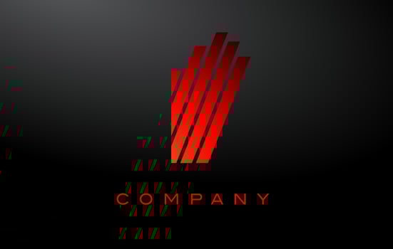I Letter Logo with Red Lines Design Vector. Red Letter Icon Illustration vector