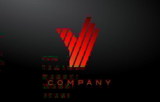 Y Letter Logo with Red Lines Design Vector. Red Letter Icon Illustration vector