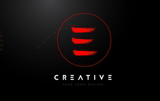 Red E Brush Letter Logo Design. Artistic Handwritten Letters Logo Concept. vector