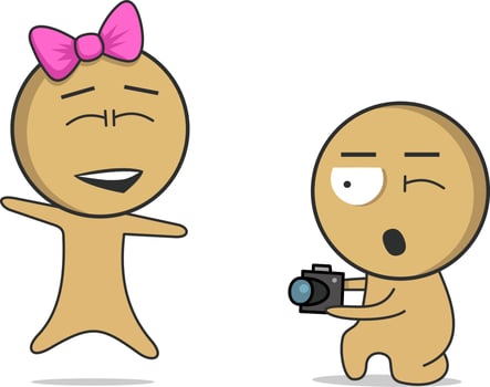 Man taking a picture of a girl vector