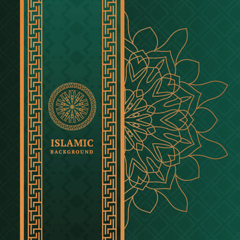 Green Islamic Pattern Design with Geometric Border and Mandala Art vector