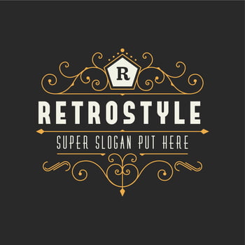 Retro vintage ornamental logo calligraphic template for luxury restaurant, cafe, hotel business vector