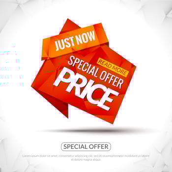 Sale Tag special price Paper Origami style banner. Promotional marketing and special offer price for markets, stores and shops. Modern triangle design. vector