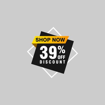 39 discount, Sales Vector badges for Labels, , Stickers, Banners, Tags, Web Stickers, New offer. Discount origami sign banner.
