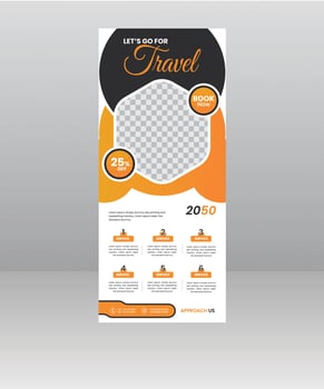 Travel Sale Roll up banner stand template for travel agency vector