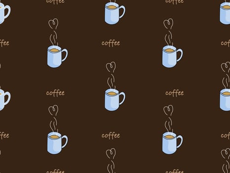 Coffee cartoon character seamless pattern on brown background vector