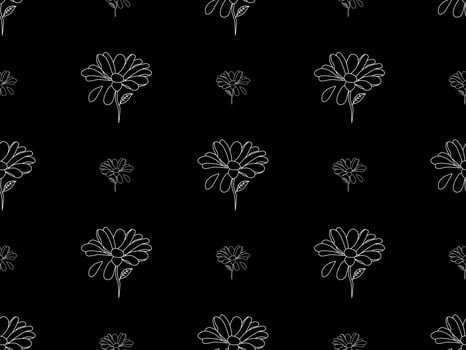 Flower cartoon character seamless pattern on black background vector