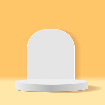 3d background products display podium with platform. background vector 3d rendering with podium. stand to show cosmetic product on podium 3d. Stage showcase on pedestal display yellow