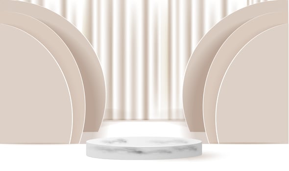 3d background products display podium with platform. background vector 3d rendering with podium. stand to show cosmetic product on podium 3d. Stage showcase on pedestal display beige background studio
