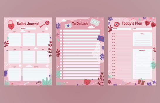 Valentine Themed Journal Template vector