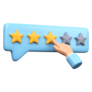 Star Rating Icon. Three stars rating 3D icon png