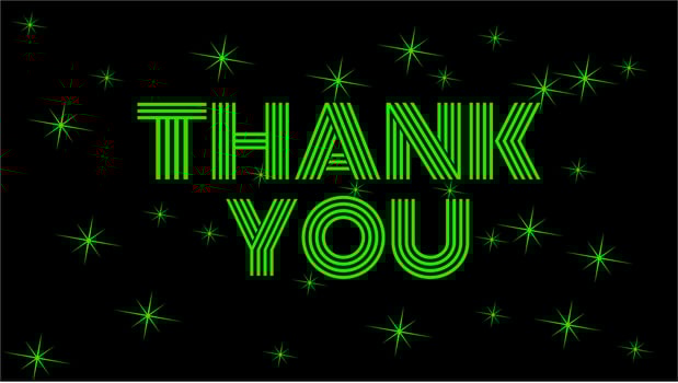 Thank You green typography lettering with black background, vector illustration.