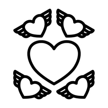 Valentine icons, bold line style. Valentines day signs and love symbols vector