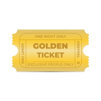 golden ticket coupon invite exclusive only people vector illustration
