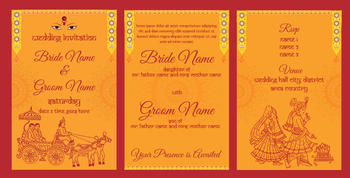 Indian wedding invitation template vector