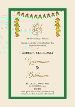 Indian wedding invitation template vector