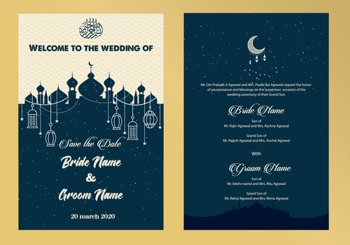 Islamic wedding invitation vector
