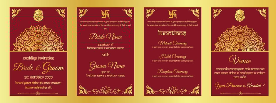 Indian wedding invitation template vector