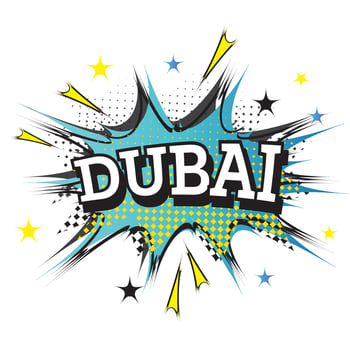 Dubai Comic Text in Pop Art Style. vector