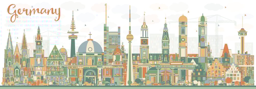 Germany City Skyline with Color Buildings. vector
