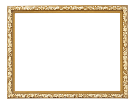 Gold picture frame isolated with clipping path png