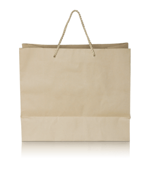 brown paper bag isolated with reflect floor for mockup png