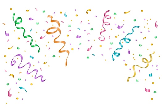 Shiny streamer and confetti ribbons for congratulations and holiday decoration vector