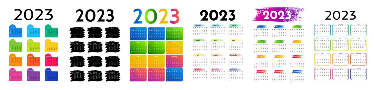 Calendar for 2023 isolated on a white background vector
