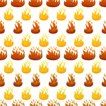 Seamless pattern with fire flame on white background. Vector illustration.