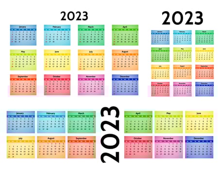 Calendar for 2023 isolated on a white background vector