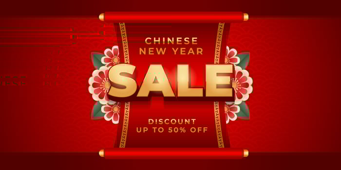 Chinese new year sale banner vector, background of lunar new year discount event for promotional product, web banner and social media post vector