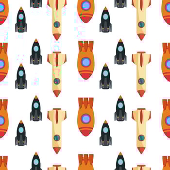 Seamless pattern with space rocket. Vector illustration.
