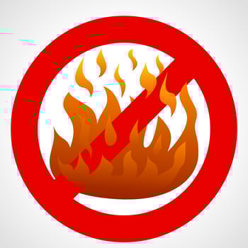 No fire. Red prohibition sign with fire flame isolated on white background. Vector illustration