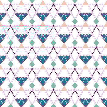 Geometric ethnic pattern with square triangle diagonal abstract ornament design for clothing fabric textile printing, handcraft, embroidery, carpet, curtain, batik, wallpaper wrapping, vector seamless